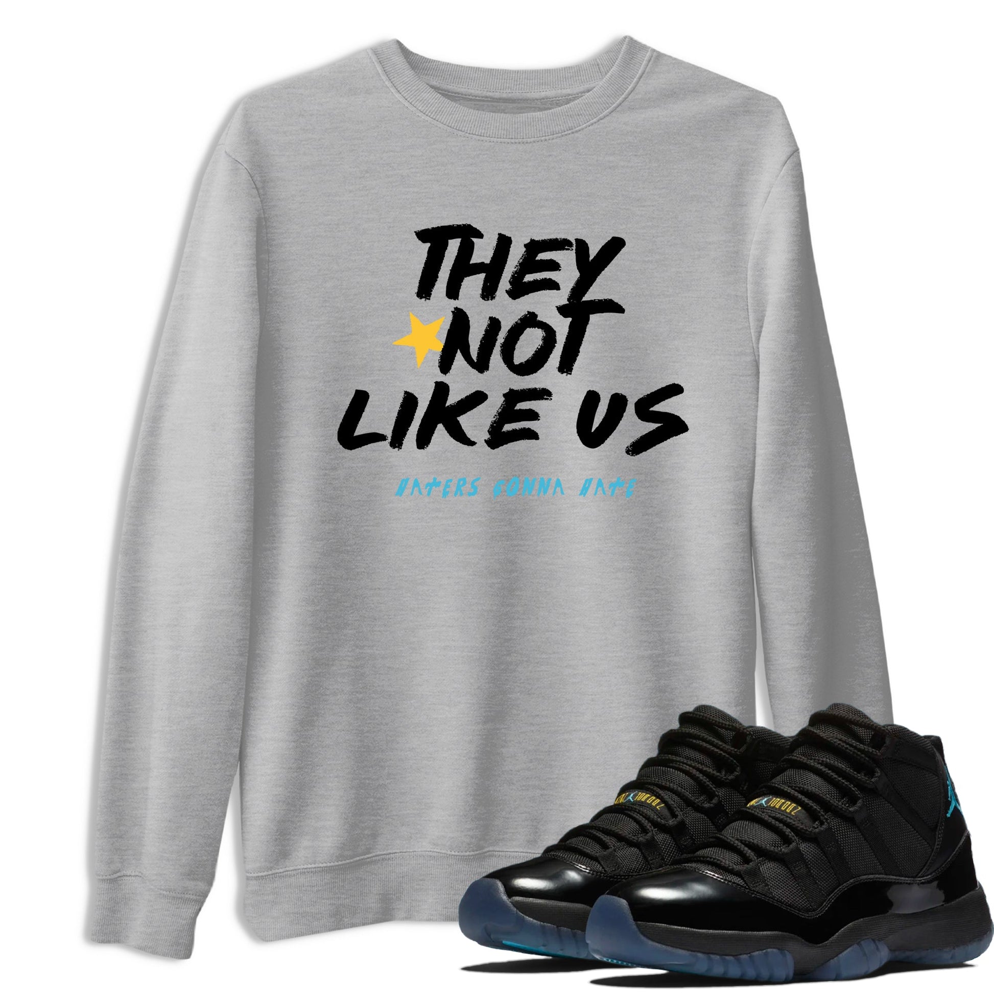 Sneaker match tees – Sneaker Tees To Match Air Jordan 11 Gamma Shoes – They Not Like Us Tee Heather Grey 1