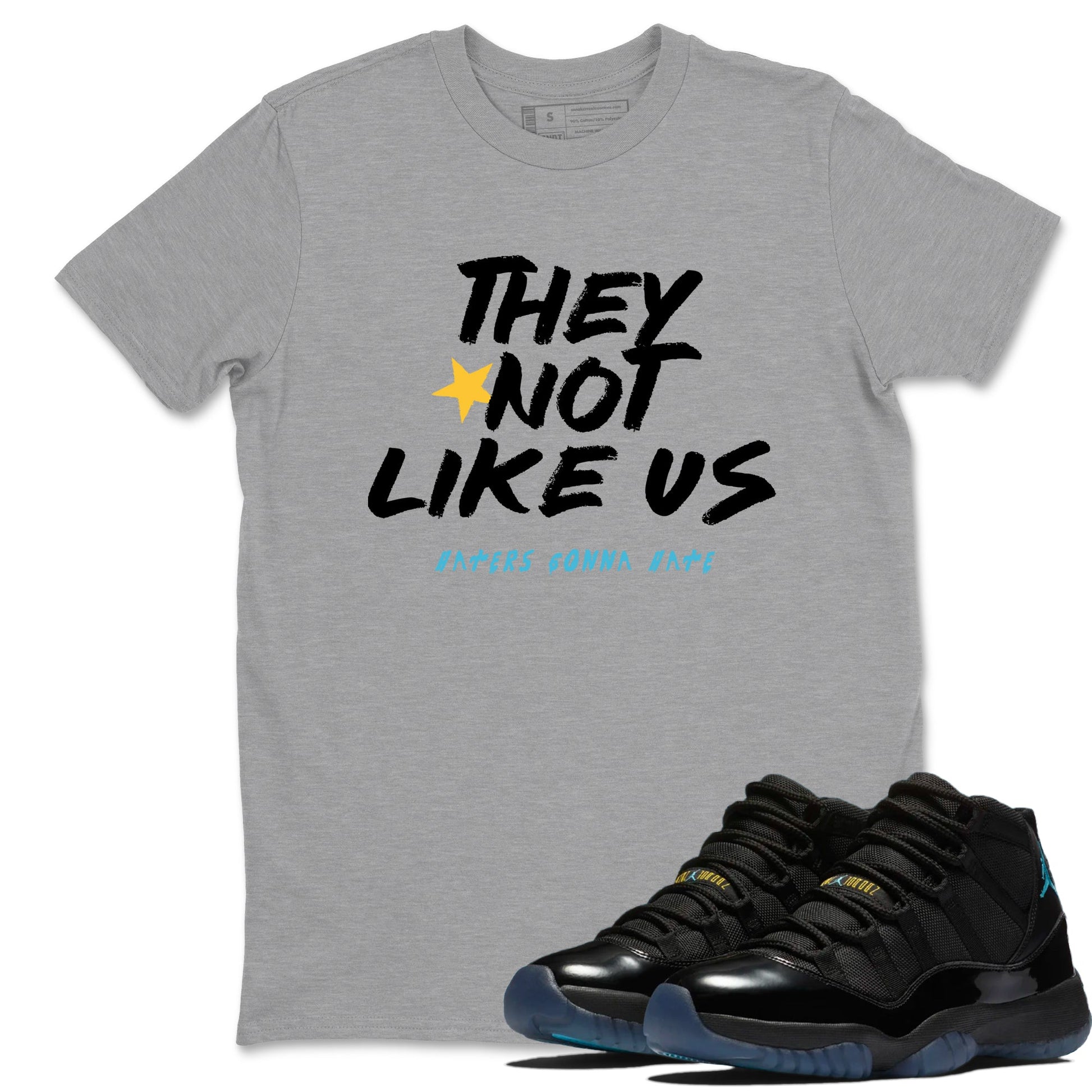 Sneaker match tees – Sneaker Tees To Match Air Jordan 11 Gamma Shoes – They Not Like Us Tee Heather Grey 1