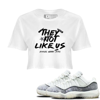 11s Year Of The Snake shirts to match jordans  They Not Like Us shirts to match jordans Air Jordan 11 Retro Low Year Of The Snake match shoes to clothes SNRT Sneaker Tees unisex cotton White 1 crop tee