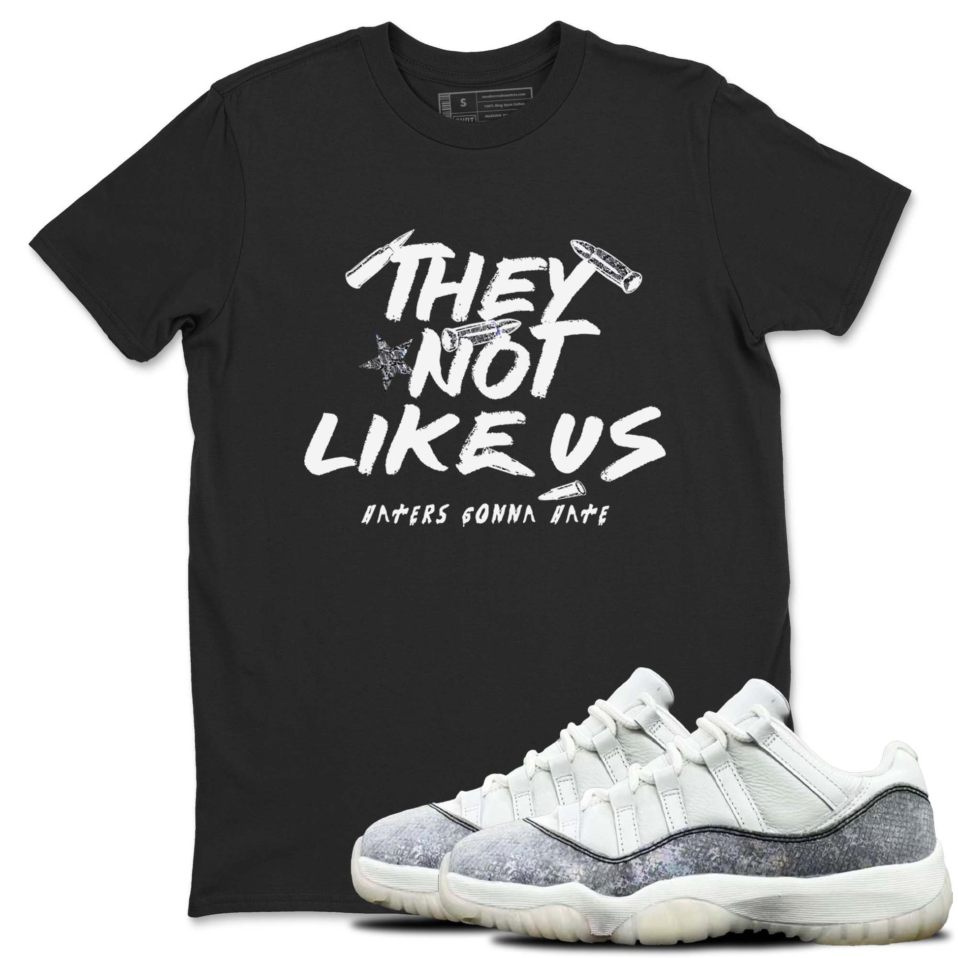 11s Year Of The Snake shirts to match jordans  They Not Like Us shirts to match jordans Air Jordan 11 Retro Low Year Of The Snake match shoes to clothes SNRT Sneaker Tees unisex cotton Black 1 shirts