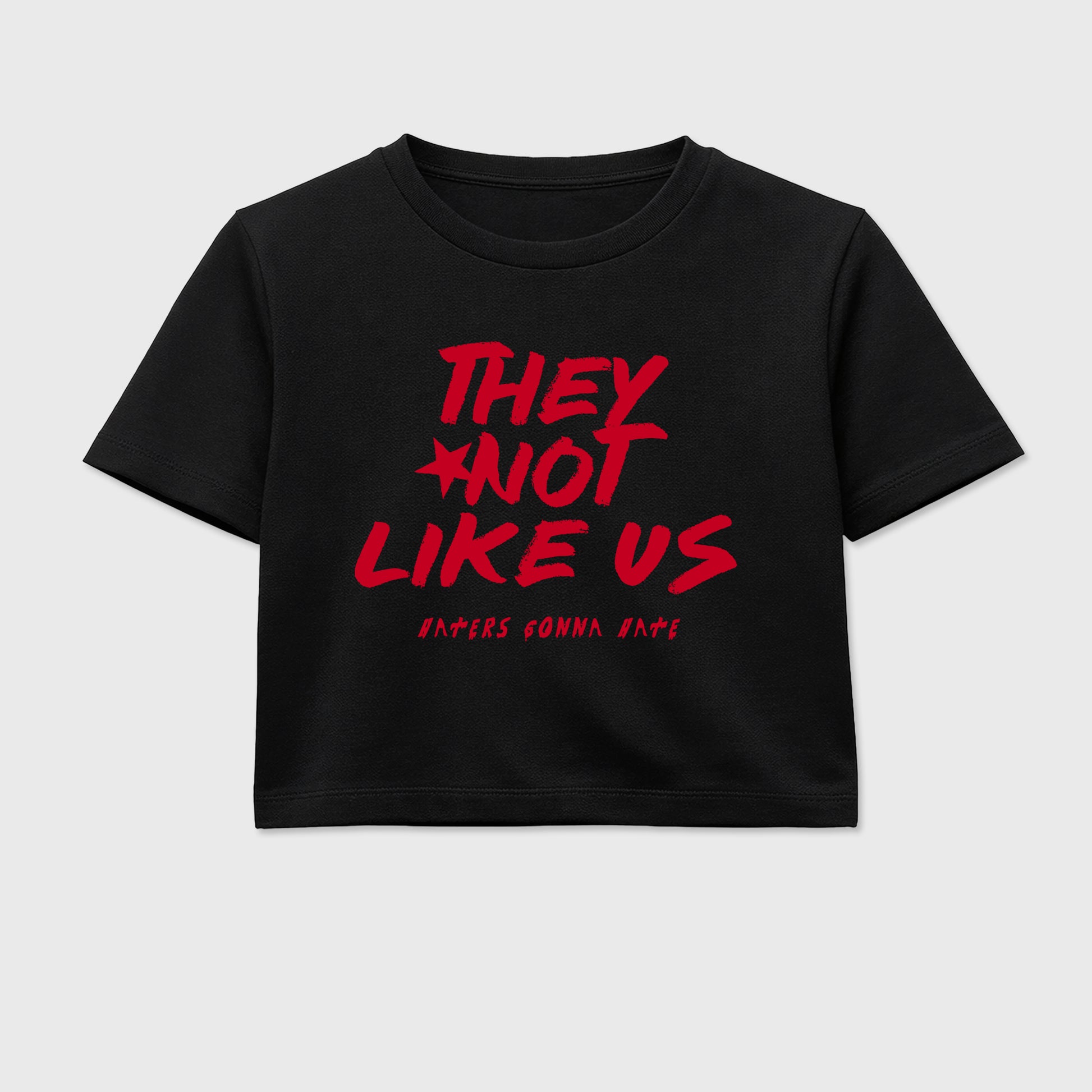 Sneaker match tees – Sneaker Tees To Match Air Jordan 12 Bloodline Shoes – They Not Like Us Crop T-Shirt Black 2