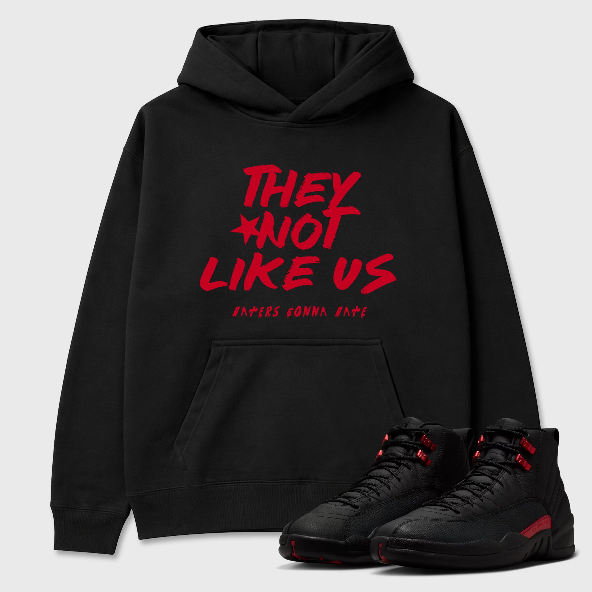 Sneaker match tees – Sneaker Tees To Match Air Jordan 12 Bloodline Shoes – They Not Like Us Tee Black 1