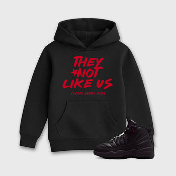 Sneaker match tees – Sneaker Tees To Match Air Jordan 12 Bloodline Shoes – They Not Like Us Kids T-Shirt Black 1