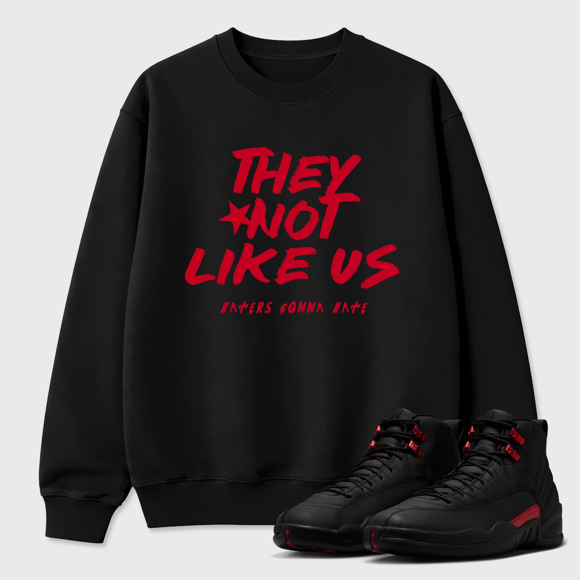 Sneaker match tees – Sneaker Tees To Match Air Jordan 12 Bloodline Shoes – They Not Like Us Tee Black 1