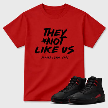 Sneaker match tees – Sneaker Tees To Match Air Jordan 12 Bloodline Shoes – They Not Like Us Tee Red 1