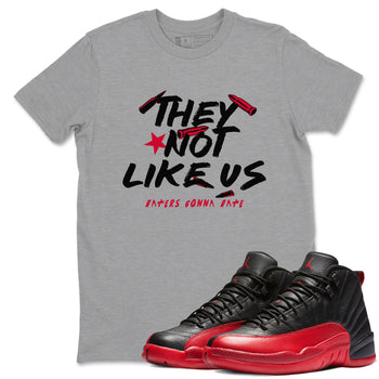 12s Flu Game shirts to match jordans They Not Like Us sneaker match tees Air Jordan 12 Retro Flu Game match shoes to clothes SNRT Sneaker Tees unisex cotton Heather Grey 1 shirts