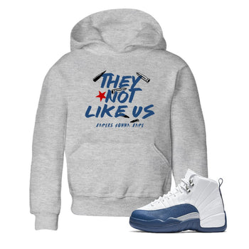 Sneaker match tees – Sneaker Tees To Match Air Jordan 12 French Blue Shoes – They Not Like Us Kids T-Shirt Heather Grey 1