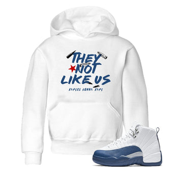 Sneaker match tees – Sneaker Tees To Match Air Jordan 12 French Blue Shoes – They Not Like Us Kids T-Shirt White 1
