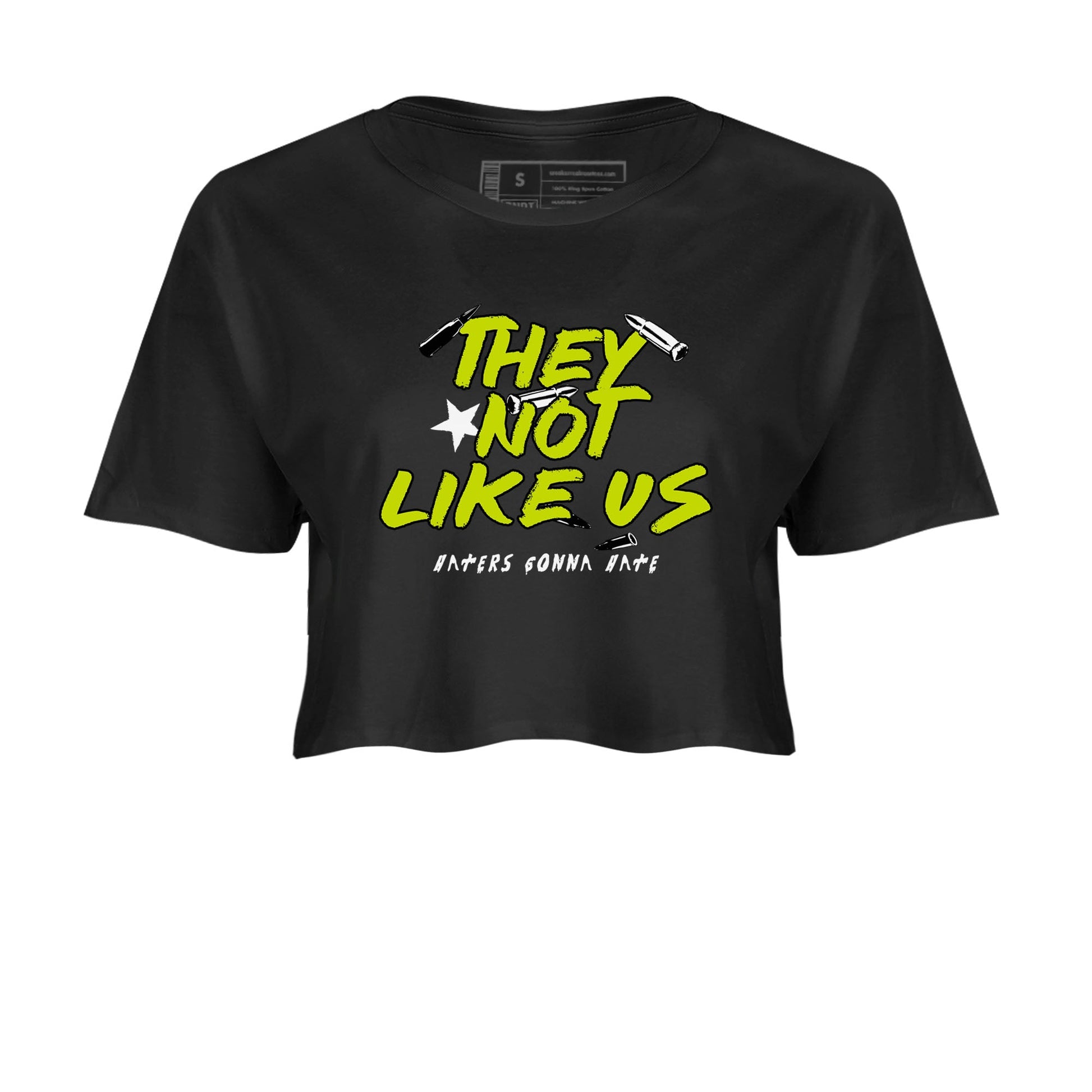 13s Bright Cactus shirts to match jordans They Not Like Us sneaker match tees AJ 13 Bright Cactus match shoes to clothes SNRT Sneaker Tees unisex cotton Black 2 crop tee