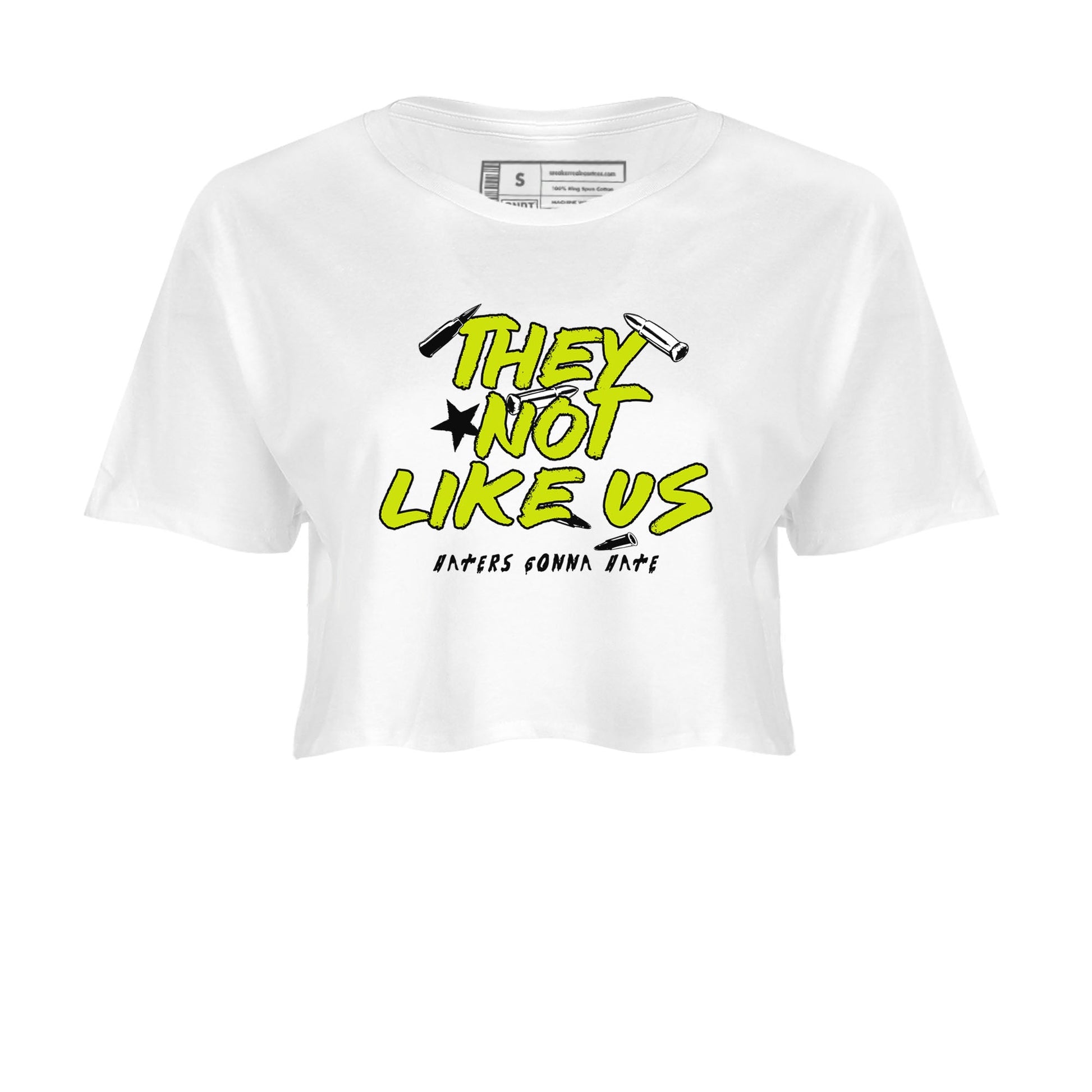 13s Bright Cactus shirts to match jordans They Not Like Us sneaker match tees AJ 13 Bright Cactus match shoes to clothes SNRT Sneaker Tees unisex cotton White 2 crop tee