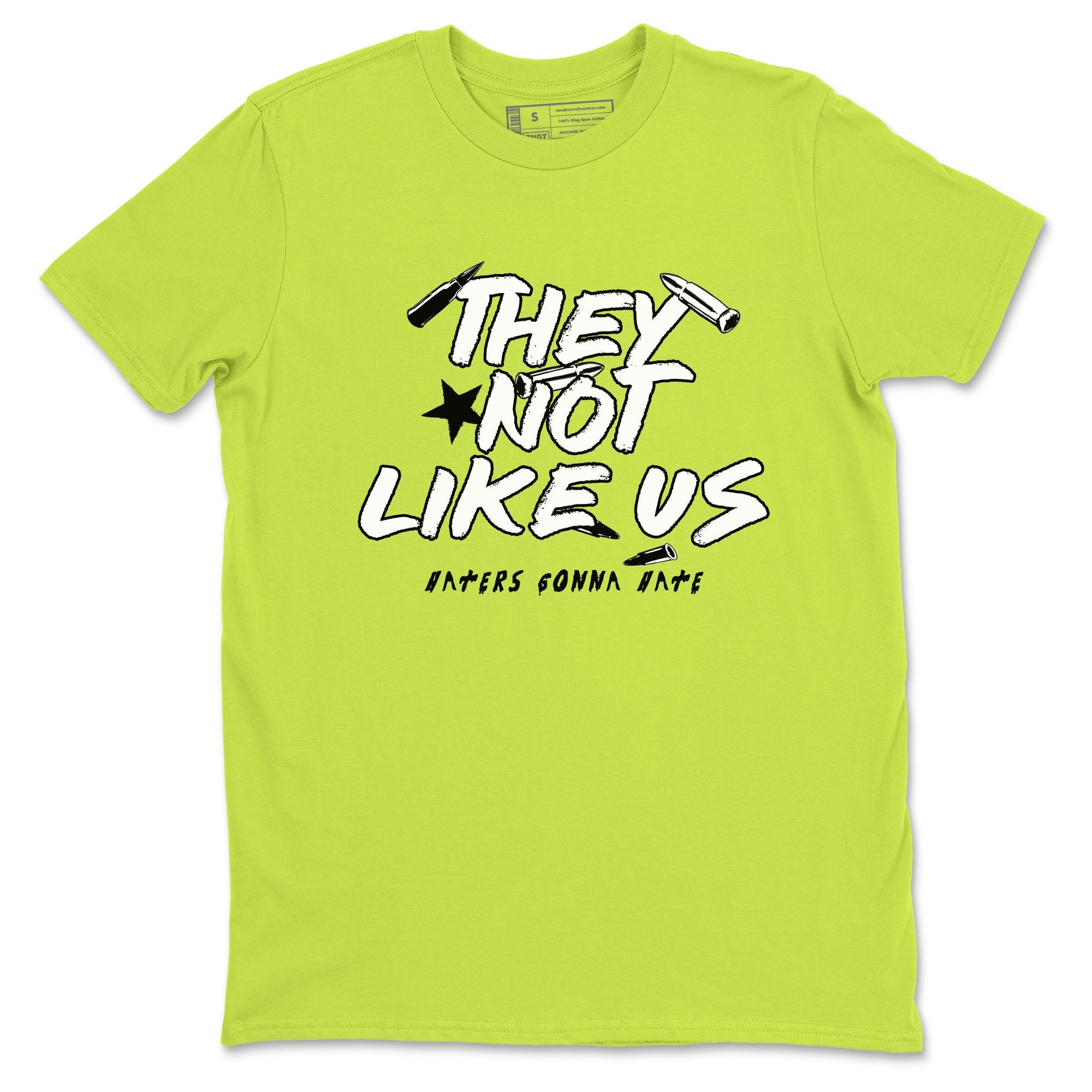 13s Bright Cactus shirts to match jordans They Not Like Us sneaker match tees AJ 13 Bright Cactus match shoes to clothes SNRT Sneaker Tees unisex cotton Safety Green 2 shirts