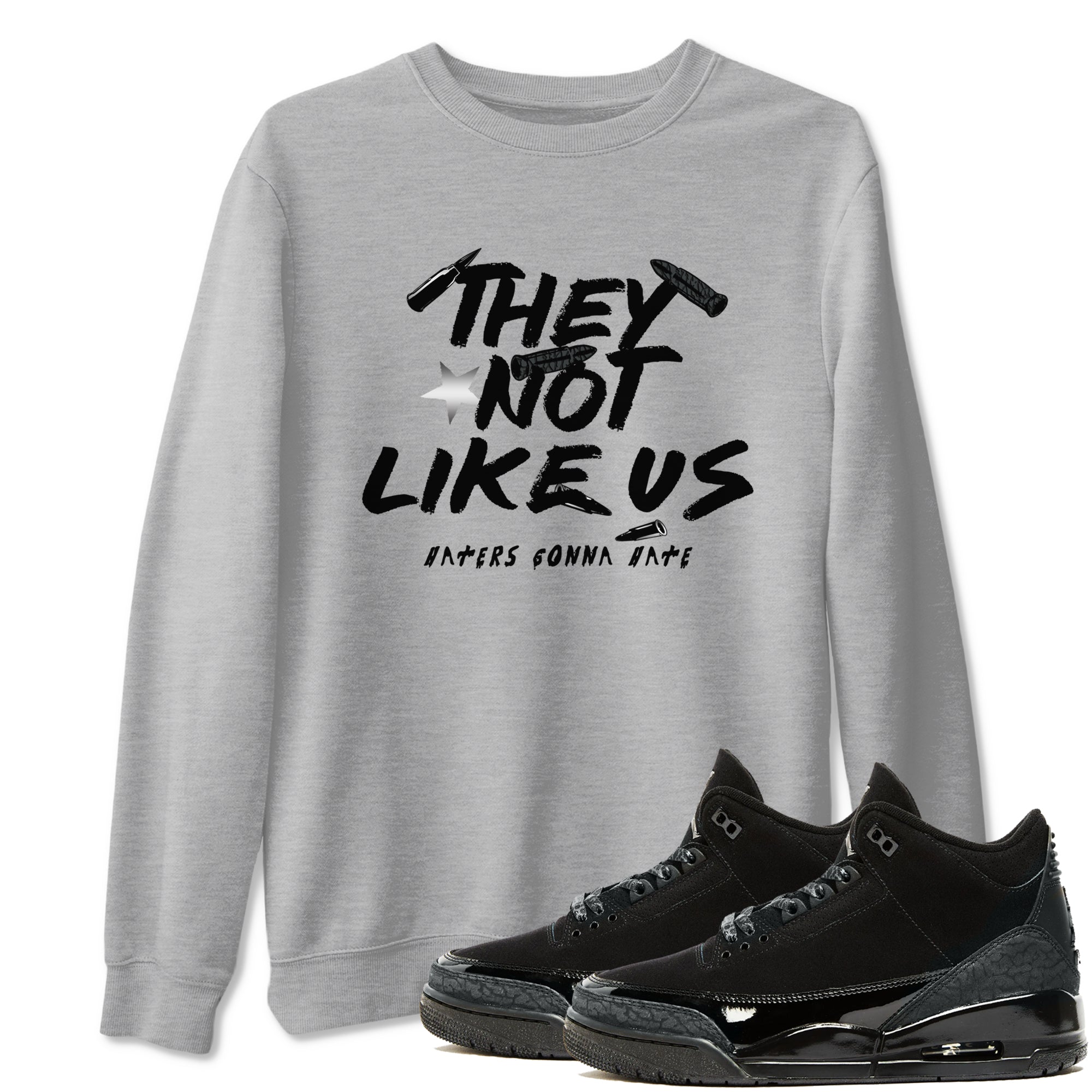 Air Jordan 3 Black Cat shirts to match jordans They Not Like Us sneaker match tees Jordan 3 Retro Black Cat best t shirts to wear with jordans SNRT Sneaker Tees unisex cotton Heather Grey 1 shirts