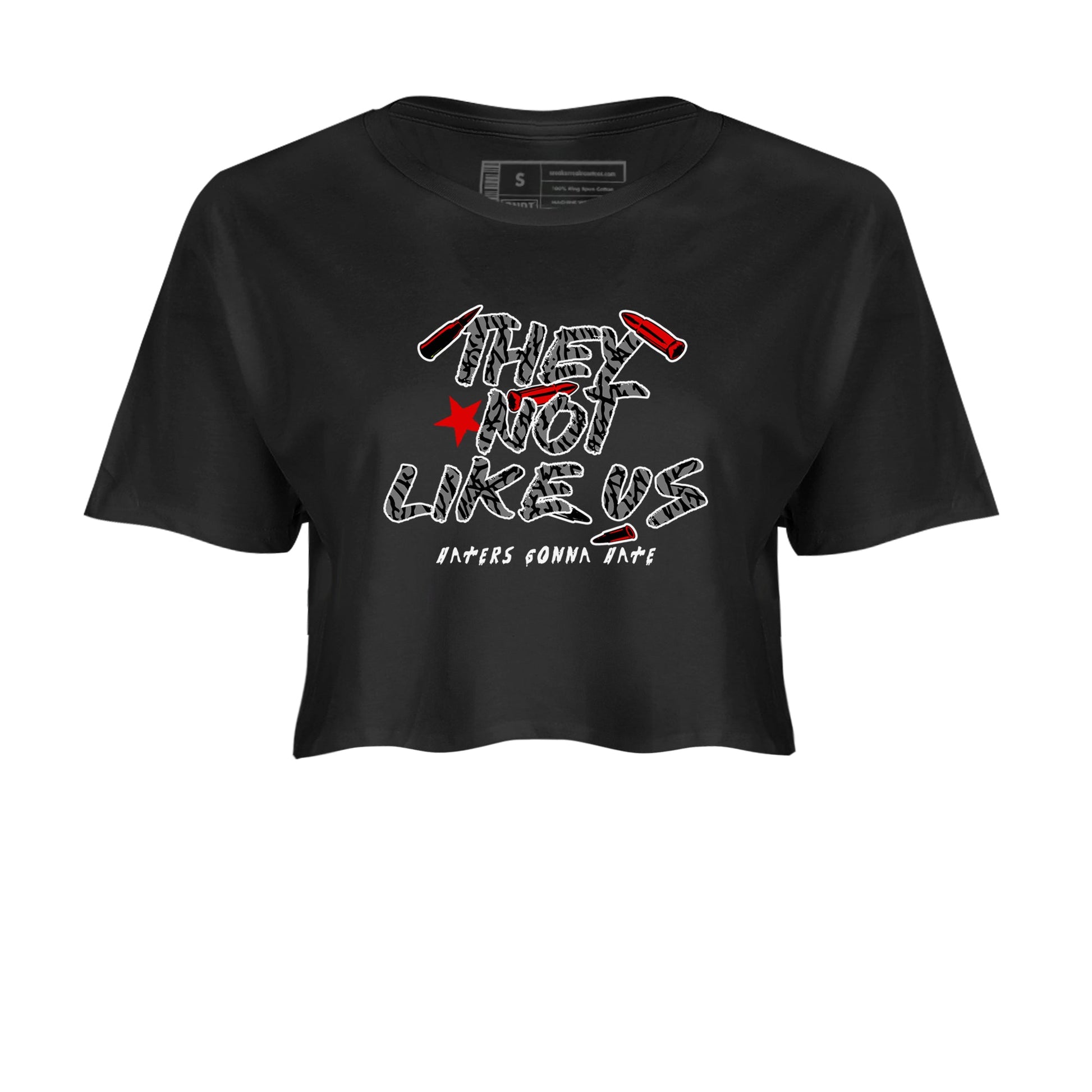 3s Black Cement shirts to match jordans They Not Like Us sneaker match tees Air Jordan 3 Retro OG Black Cement match shoes to clothes SNRT Sneaker Tees unisex cotton Black 2 crop tee