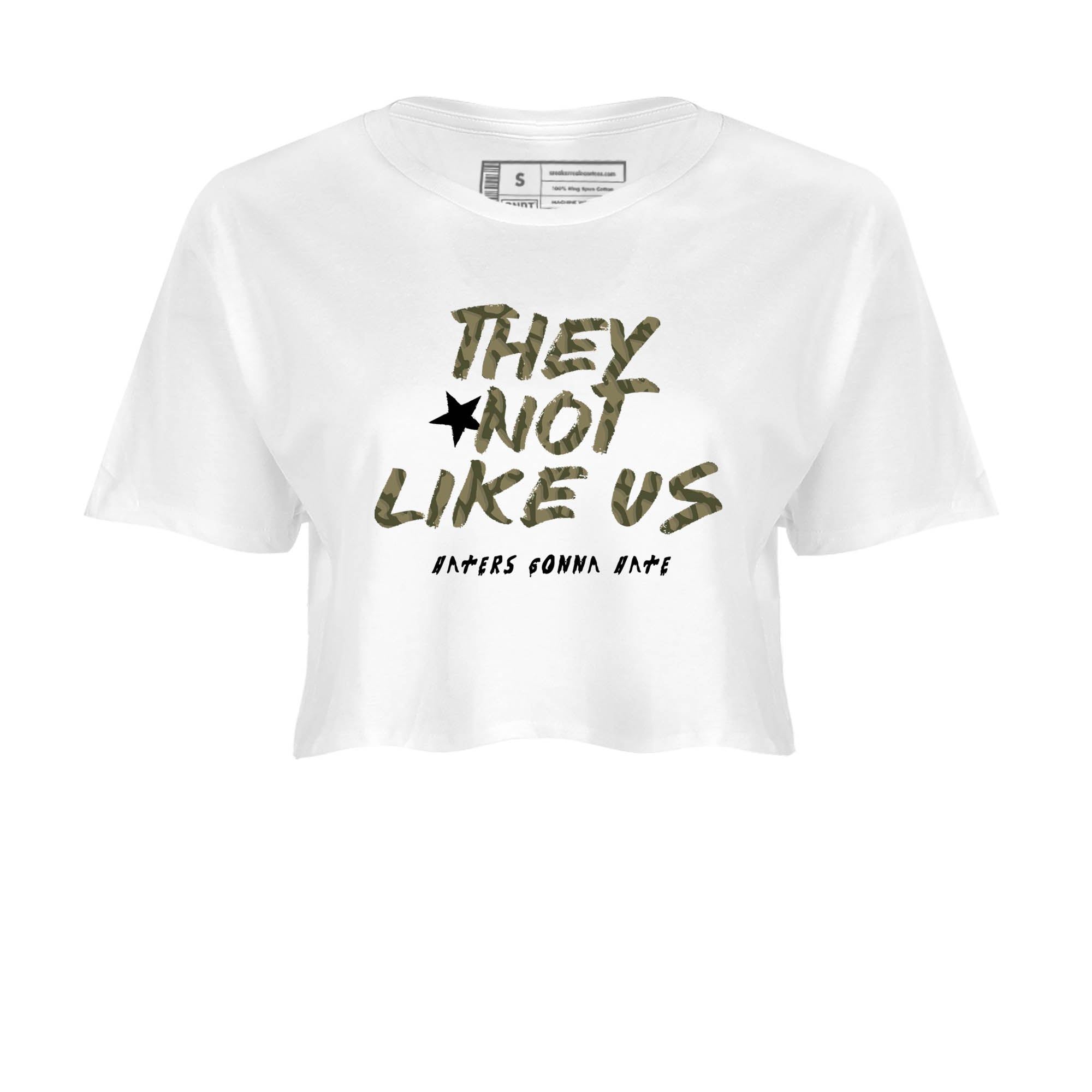 Sneaker Threads – Sneaker Tees To Match Air Jordan 3 Medium Olive – They Not Like Us Crop Tee White 2. Perfect for Jordan releases 2025 colorways.