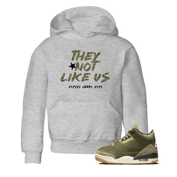 Sneaker Threads – Sneaker Tees To Match Air Jordan 3 Medium Olive – They Not Like Us Youth Graphic Tee Heather Grey 1. Perfect for Jordan releases 2025 colorways.