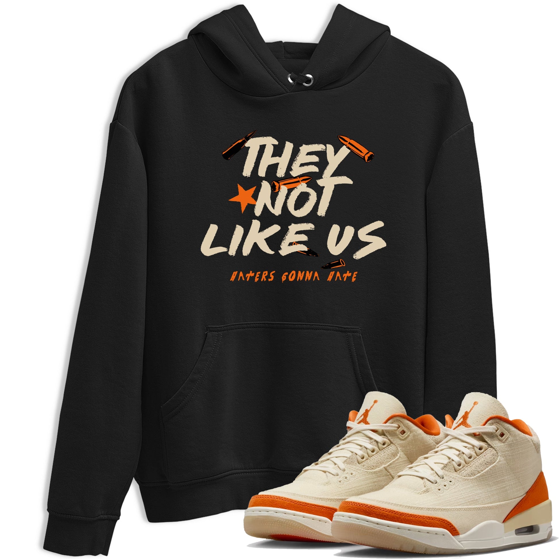 They Not Like Us sneaker match t-shirt styled to complete your fit with the Air Jordan 3 Starfish sneakers, shown in Black 1.