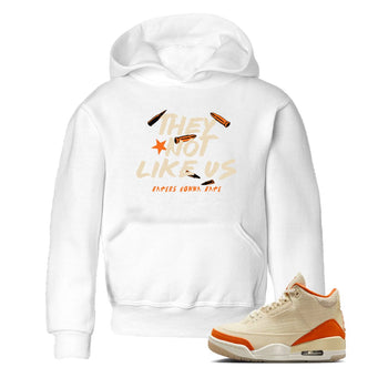 They Not Like Us baby and kids t-shirt crafted for little sneakerheads to shine with the Air Jordan 3 Starfish sneakers, displayed in White 1.