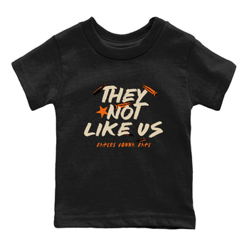 They Not Like Us baby and kids t-shirt crafted for little sneakerheads to shine with the Air Jordan 3 Starfish sneakers, displayed in Black 2.