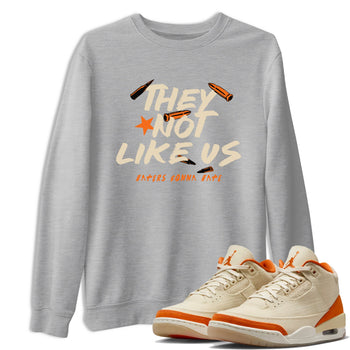 They Not Like Us sneaker match t-shirt styled to complete your fit with the Air Jordan 3 Starfish sneakers, shown in Heather Grey 1.