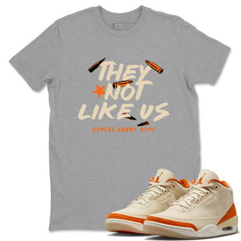 They Not Like Us sneaker match t-shirt styled to complete your fit with the Air Jordan 3 Starfish sneakers, shown in Heather Grey 1.