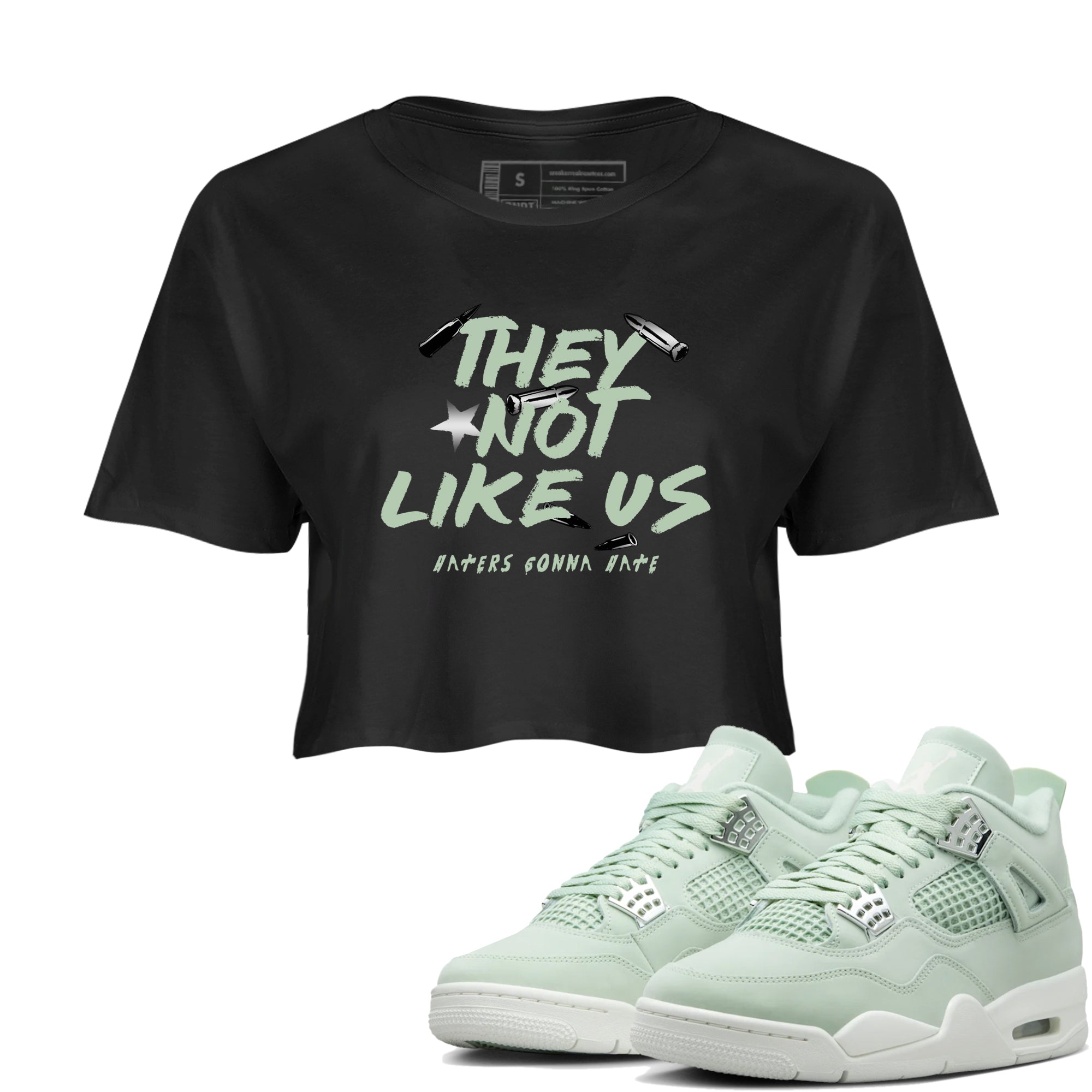 4s seafoam shirts to match jordans They Not Like Us sneaker match tees Air Jordan 4 Abundance match shoes to clothes SNRT Sneaker Tees unisex cotton Black 1 crop tee