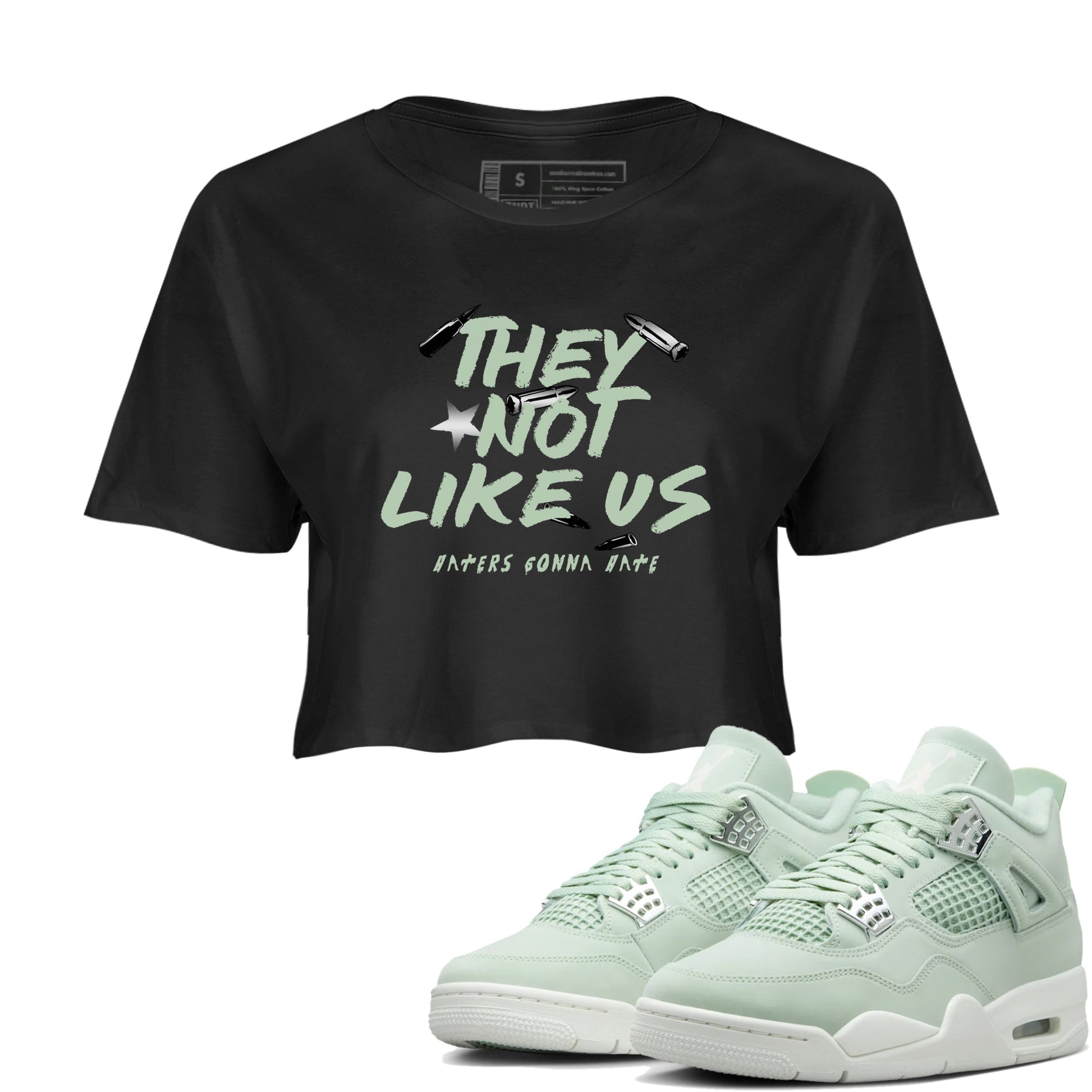 4s seafoam shirts to match jordans They Not Like Us sneaker match tees Air Jordan 4 Abundance match shoes to clothes SNRT Sneaker Tees unisex cotton Black 1 crop tee