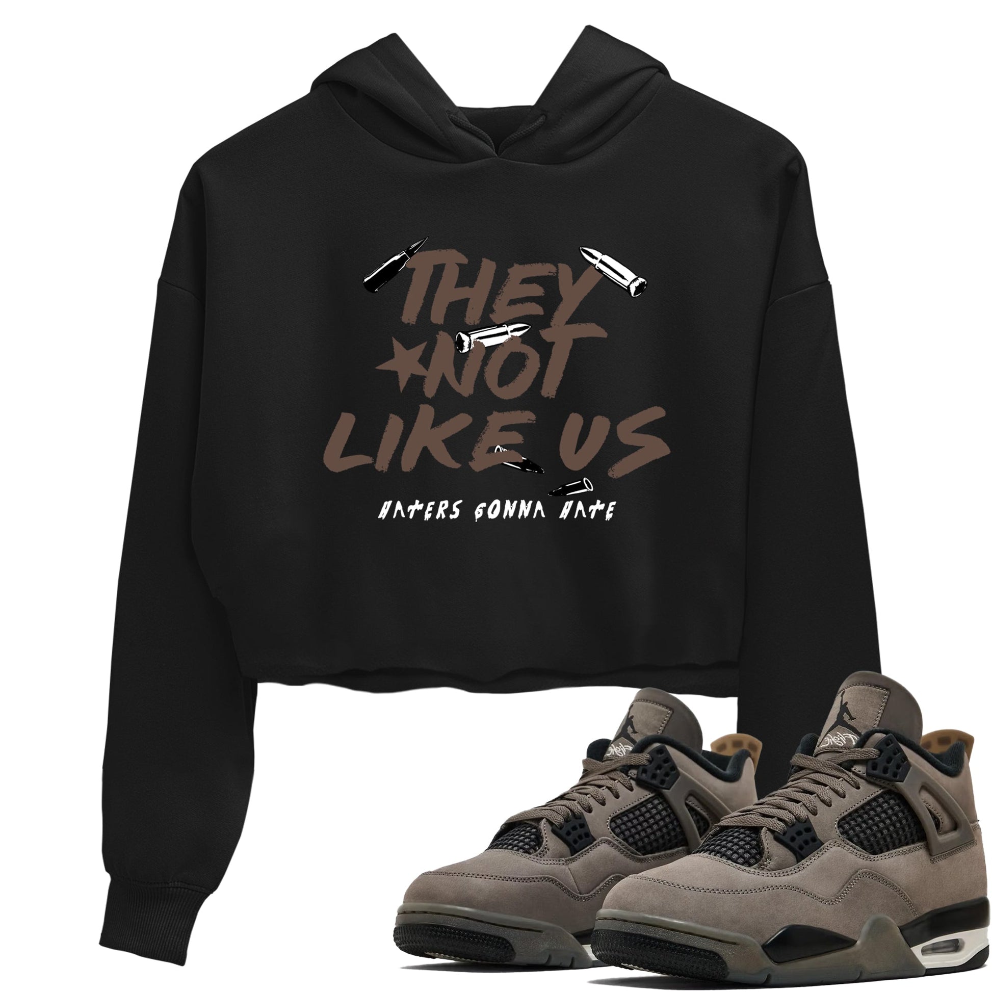Sneaker match tees – Sneaker Tees To Match Air Jordan 4 Cave Stone Shoes – They Not Like Us Crop T-Shirt Black 1