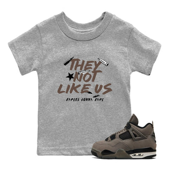 Sneaker match tees – Sneaker Tees To Match Air Jordan 4 Cave Stone Shoes – They Not Like Us Kids T-Shirt Heather Grey 1