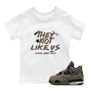 Sneaker match tees – Sneaker Tees To Match Air Jordan 4 Cave Stone Shoes – They Not Like Us Kids T-Shirt White 1