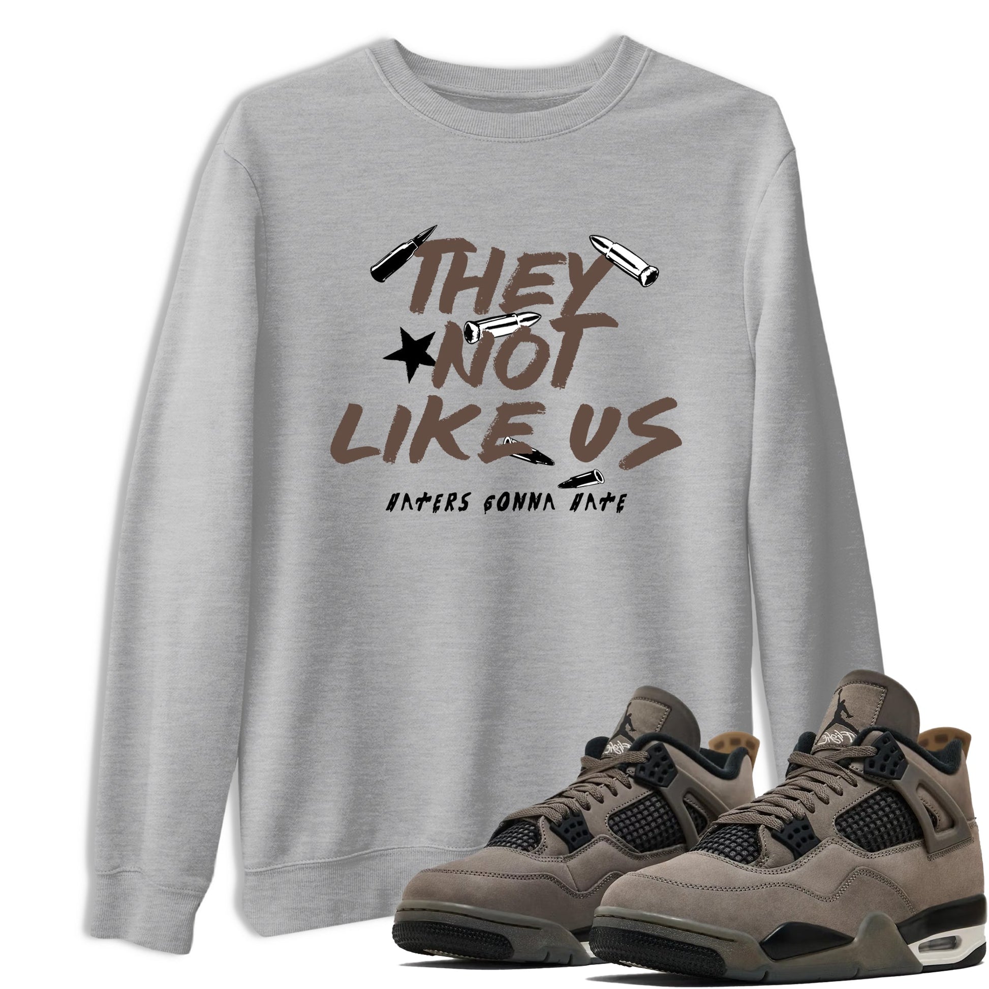 Sneaker match tees – Sneaker Tees To Match Air Jordan 4 Cave Stone Shoes – They Not Like Us Tee Heather Grey 1