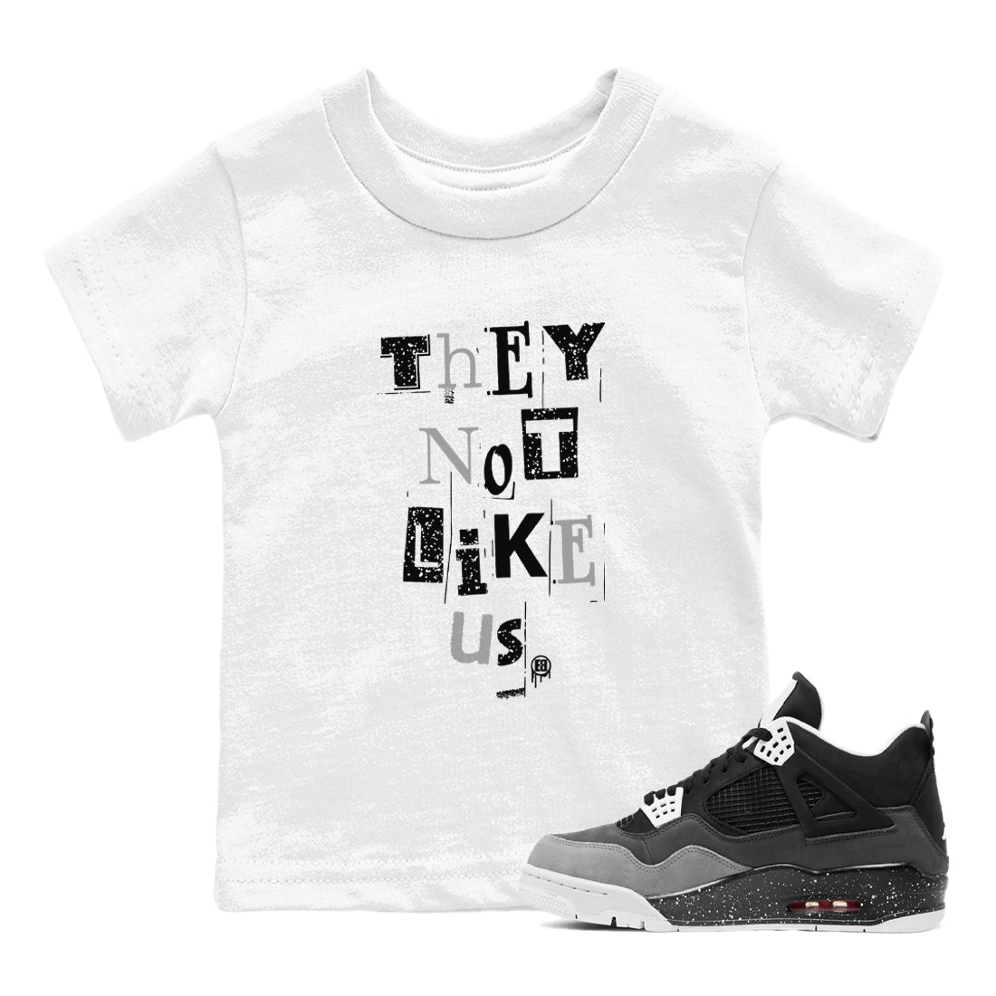 4s Fear shirts to match jordans They Not Like Us sneaker match tees Air Jordan 4 Fear SNRT Sneaker Release Tees Youth Baby White 1 crew neck shirts