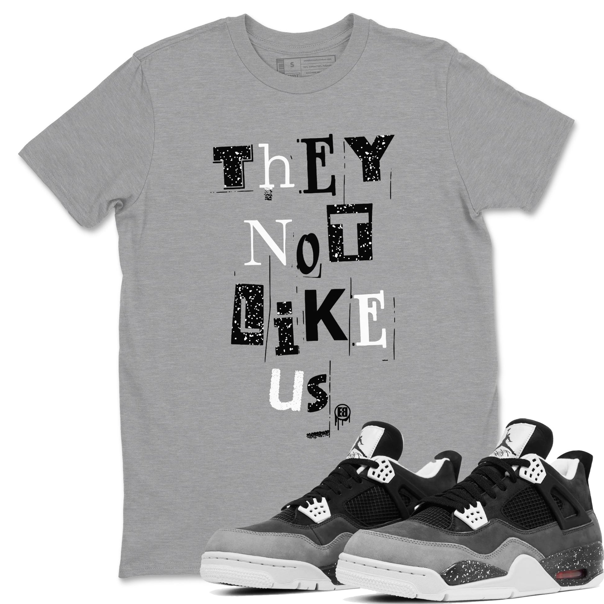 4s Fear shirts to match jordans They Not Like Us sneaker match tees Air Jordan 4 Fear SNRT Sneaker Release Tees unisex cotton Heather Grey 1 crew neck shirts