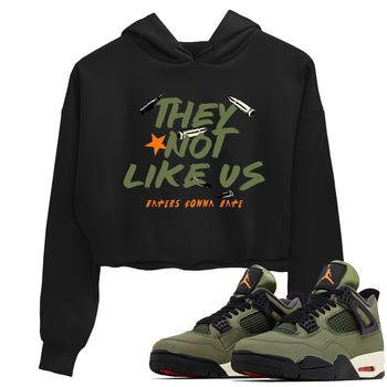 Sneaker match tees – Sneaker Tees To Match Undefeated inspired colorways Air Jordan 4 OG Olive Shoes  – They Not Like Us Crop T-Shirt Black 1