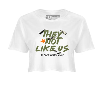 Sneaker match tees – Sneaker Tees To Match Undefeated inspired colorways Air Jordan 4 OG Olive Shoes  – They Not Like Us Crop T-Shirt White 2