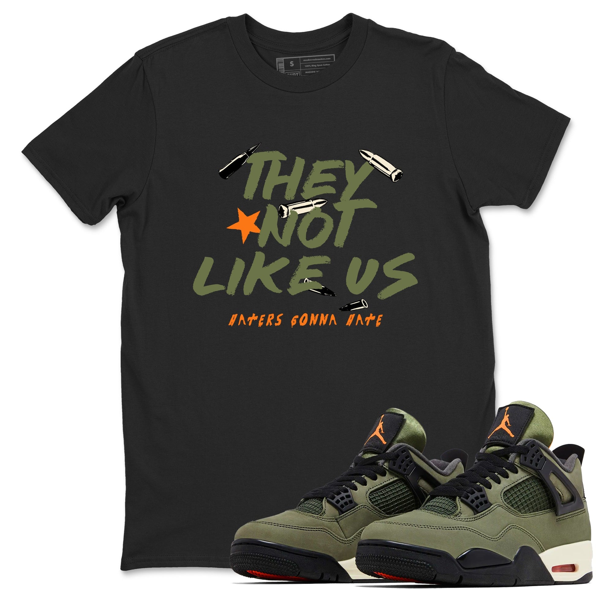 Sneaker match tees – Sneaker Tees To Match Undefeated inspired colorways Air Jordan 4 OG Olive Shoes  – They Not Like Us Tee Black 1