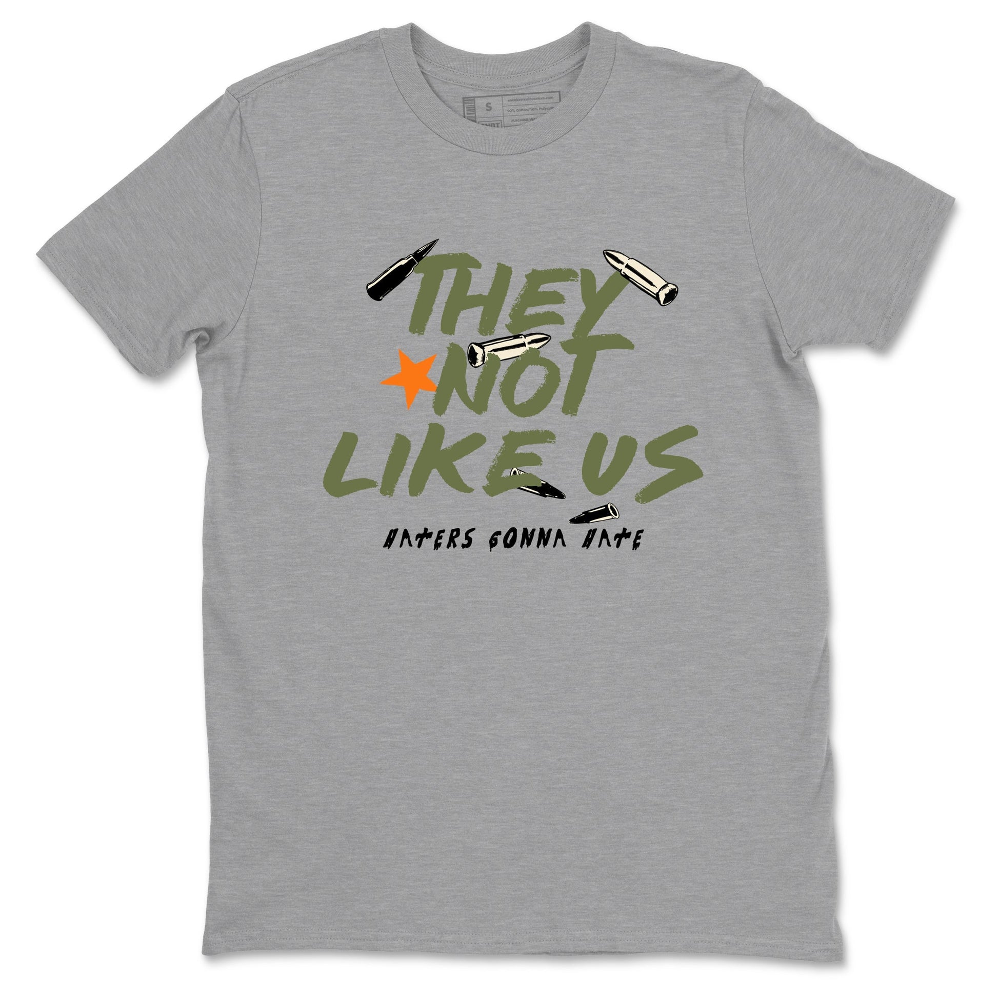 Sneaker match tees – Sneaker Tees To Match Undefeated inspired colorways Air Jordan 4 OG Olive Shoes  – They Not Like Us Tee Heather Grey 2