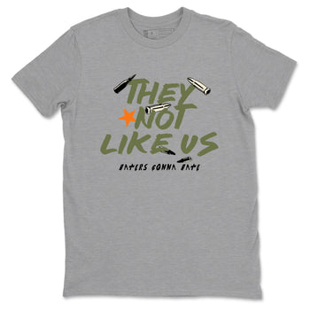 Sneaker match tees – Sneaker Tees To Match Undefeated inspired colorways Air Jordan 4 OG Olive Shoes  – They Not Like Us Tee Heather Grey 2