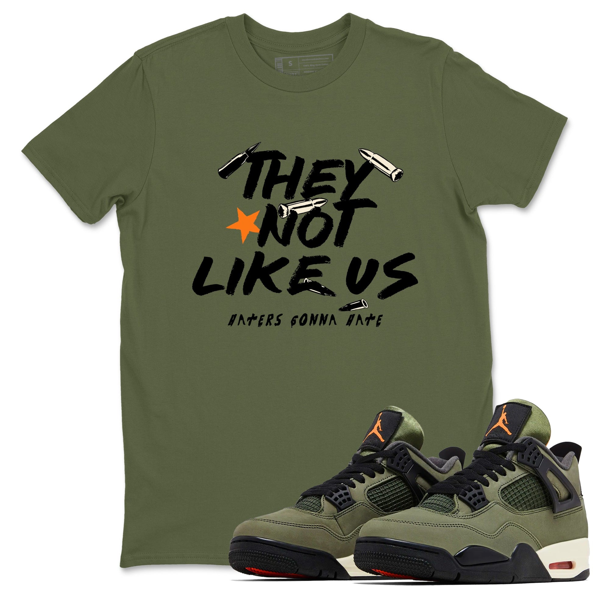 Sneaker match tees – Sneaker Tees To Match Undefeated inspired colorways Air Jordan 4 OG Olive Shoes  – They Not Like Us Tee Military Green 1