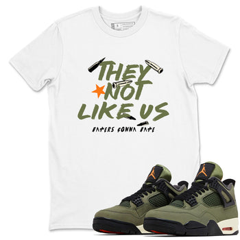 Sneaker match tees – Sneaker Tees To Match Undefeated inspired colorways Air Jordan 4 OG Olive Shoes  – They Not Like Us Tee White 1