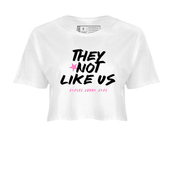Perfect Valentine's Day Gifts graphic tee  – Sneaker Tees To Match Air Jordan 4 Pink Thunder – They Not Like Us Crop T-Shirt White 2
