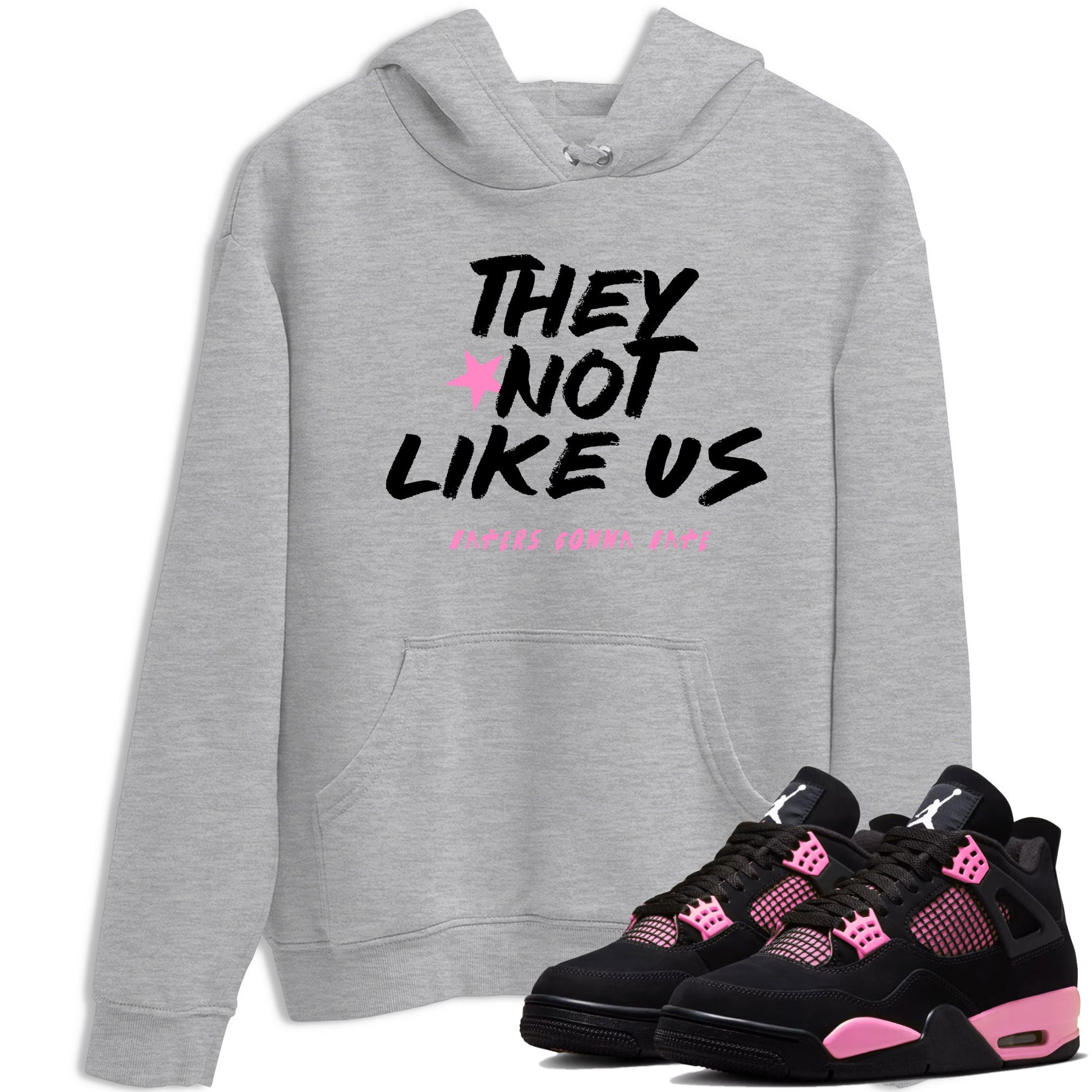 Perfect Valentine's Day Gifts graphic tee  – Sneaker Tees To Match Air Jordan 4 Pink Thunder – They Not Like Us Tee Heather Grey 1