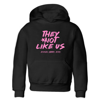 Perfect Valentine's Day Gifts graphic tee  – Sneaker Tees To Match Air Jordan 4 Pink Thunder – They Not Like Us Kids Graphic T-Shirt Black 2