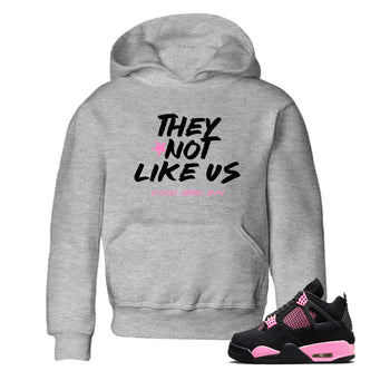 Perfect Valentine's Day Gifts graphic tee  – Sneaker Tees To Match Air Jordan 4 Pink Thunder – They Not Like Us Kids Graphic T-Shirt Heather Grey 1