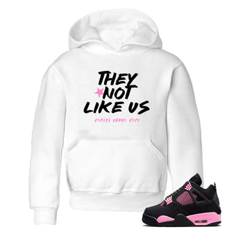Perfect Valentine's Day Gifts graphic tee  – Sneaker Tees To Match Air Jordan 4 Pink Thunder – They Not Like Us Kids Graphic T-Shirt White 1