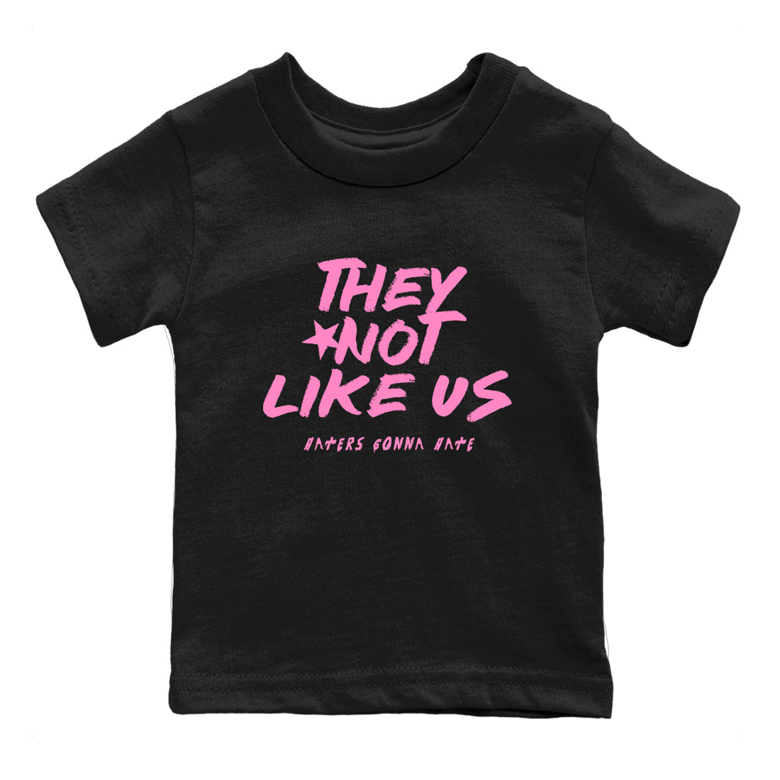 Perfect Valentine's Day Gifts graphic tee  – Sneaker Tees To Match Air Jordan 4 Pink Thunder – They Not Like Us Kids Graphic T-Shirt Black 2