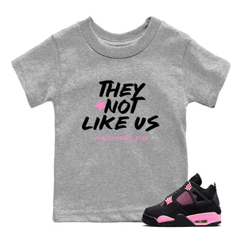 Perfect Valentine's Day Gifts graphic tee  – Sneaker Tees To Match Air Jordan 4 Pink Thunder – They Not Like Us Kids Graphic T-Shirt Heather Grey 1