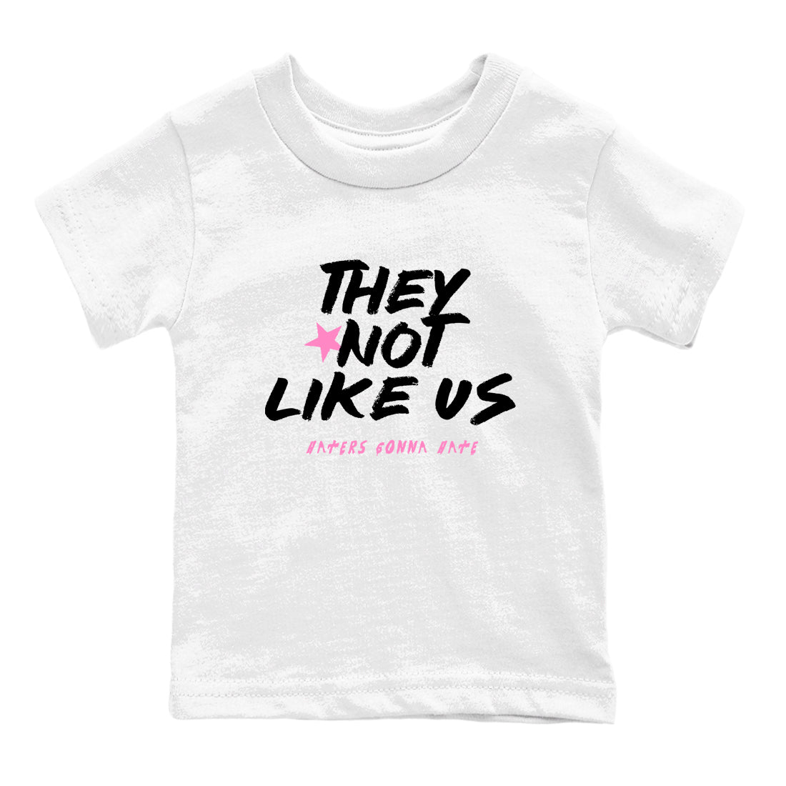 Perfect Valentine's Day Gifts graphic tee  – Sneaker Tees To Match Air Jordan 4 Pink Thunder – They Not Like Us Kids Graphic T-Shirt White 2