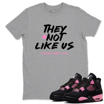 Perfect Valentine's Day Gifts graphic tee  – Sneaker Tees To Match Air Jordan 4 Pink Thunder – They Not Like Us Tee Heather Grey 1