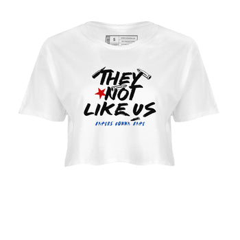 Sneaker match tees – Sneaker Tees To Match Air Jordan 4 Rare Air Shoes – They Not Like Us Crop T-Shirt White 2