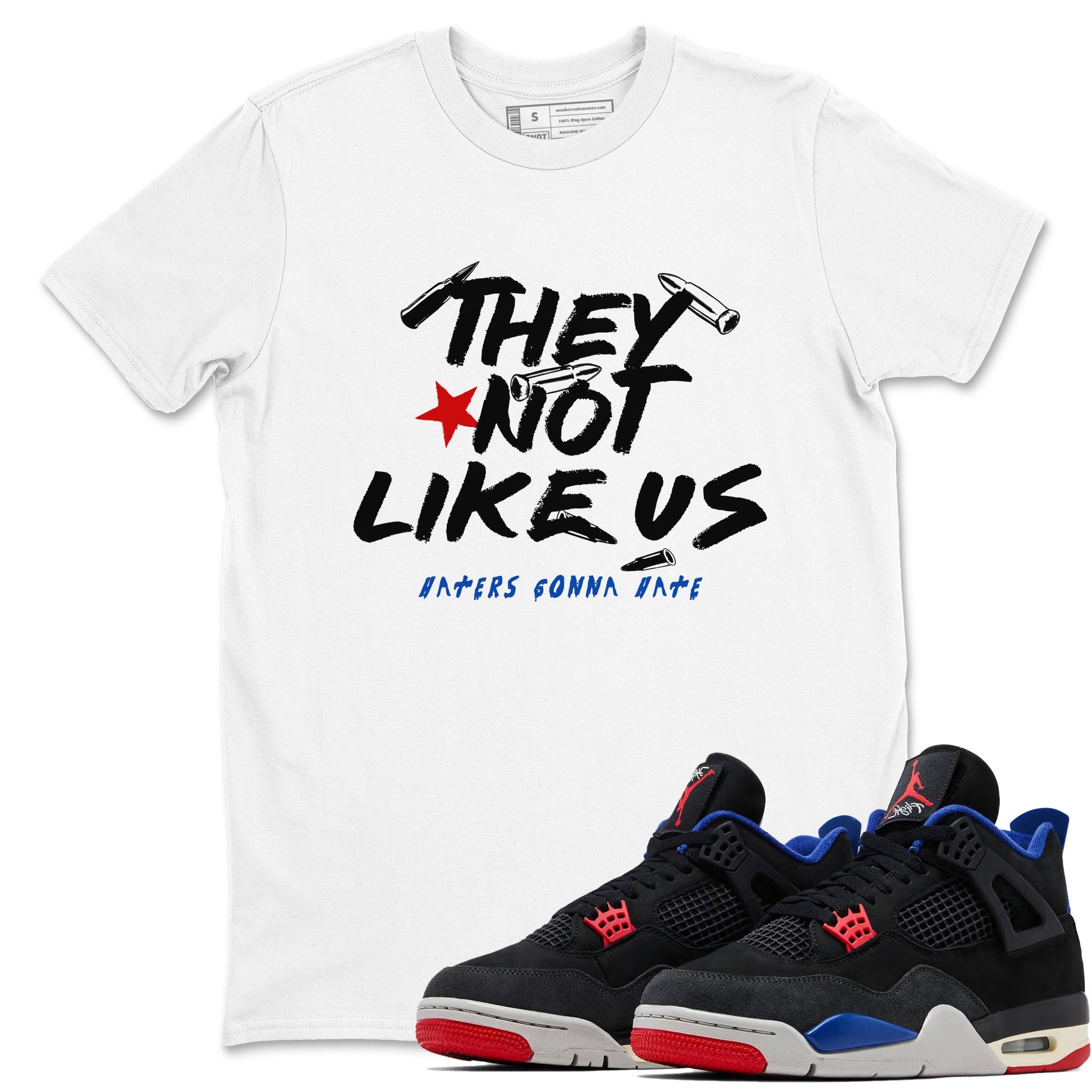Sneaker match tees – Sneaker Tees To Match Air Jordan 4 Rare Air Shoes – They Not Like Us Tee White 1
